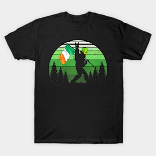 St Patricks Day Bigfoot  Irish Shamrock Women Men T-Shirt